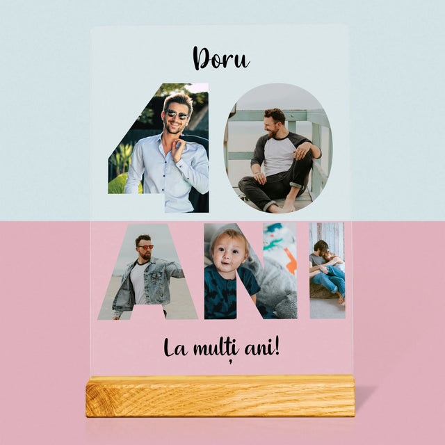 Cuvânt Din Fotografii: 40 Ani Din Fotografiile Tale - Imprimare Pe Sticlă Acrilică (Verticală)