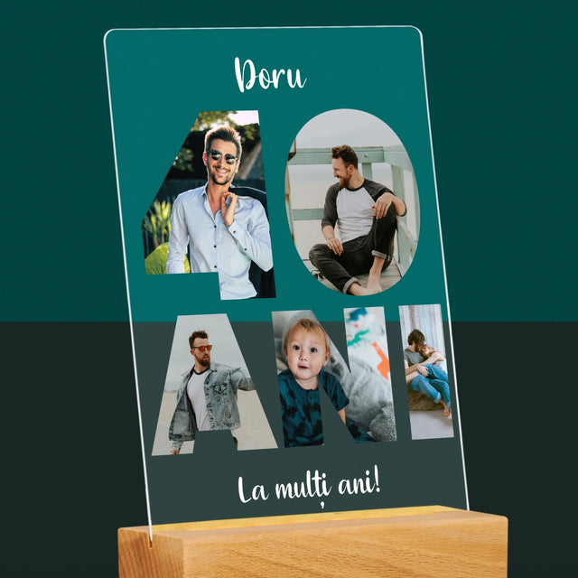 Cuvânt Din Fotografii: 40 Ani Din Fotografiile Tale - Imprimare Pe Sticlă Acrilică (Verticală)