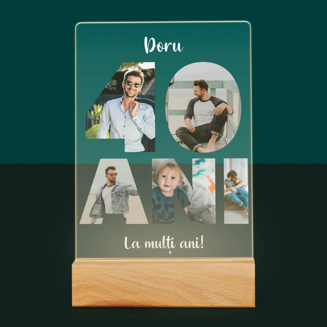 Cuvânt Din Fotografii: 40 Ani Din Fotografiile Tale - Imprimare Pe Sticlă Acrilică (Verticală)