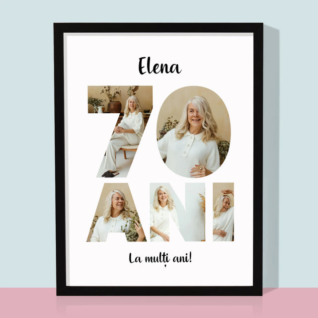 Cuvânt Din Fotografii: 70 Ani Din Fotografiile Tale - Imprimare Cu Ramă 30X40 (Verticală)