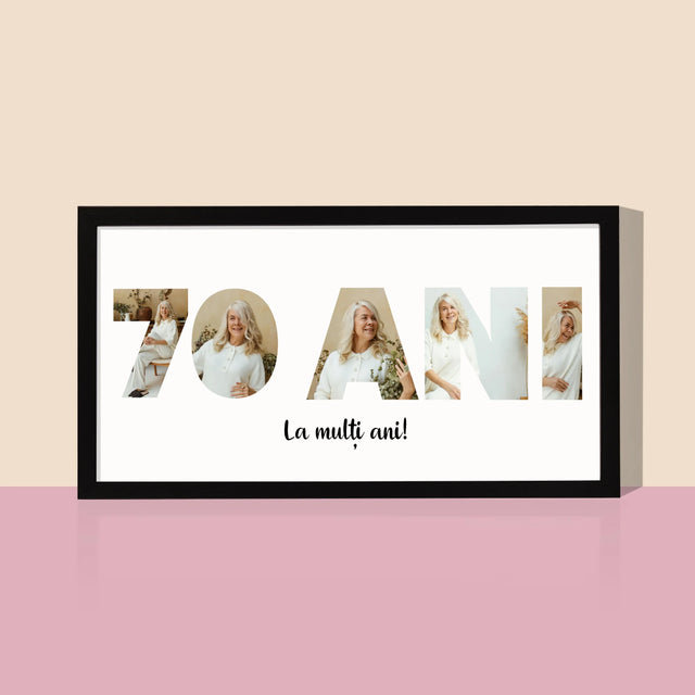 Cuvânt Din Fotografii: 70 Ani Din Fotografiile Tale - Imprimare Cu Ramă 20X40 (Horizontală)