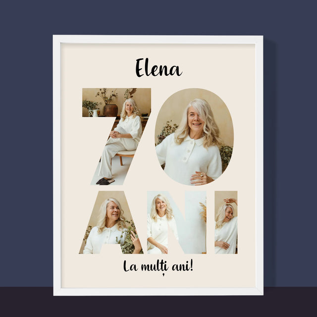 Cuvânt Din Fotografii: 70 Ani Din Fotografiile Tale - Imprimare Cu Ramă 30X40 (Verticală)