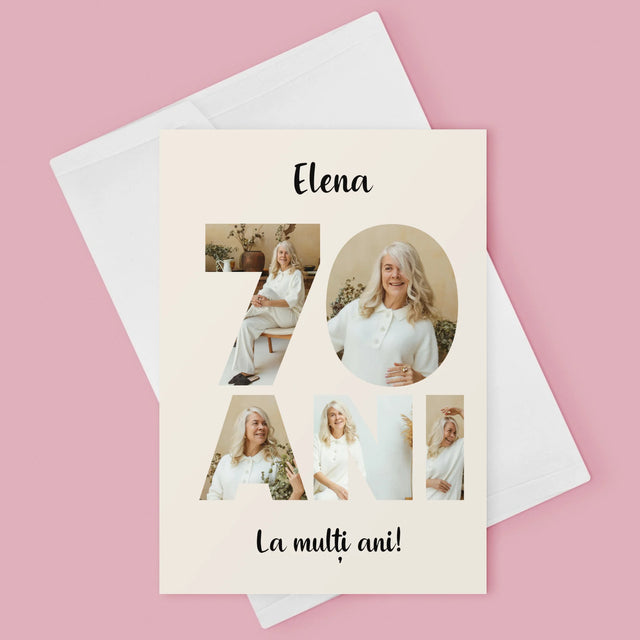 Cuvânt Din Fotografii: 70 Ani Din Fotografiile Tale - Card Cu Felicitări