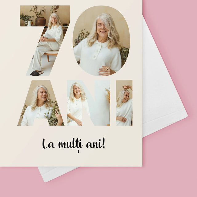 Cuvânt Din Fotografii: 70 Ani Din Fotografiile Tale - Card Cu Felicitări