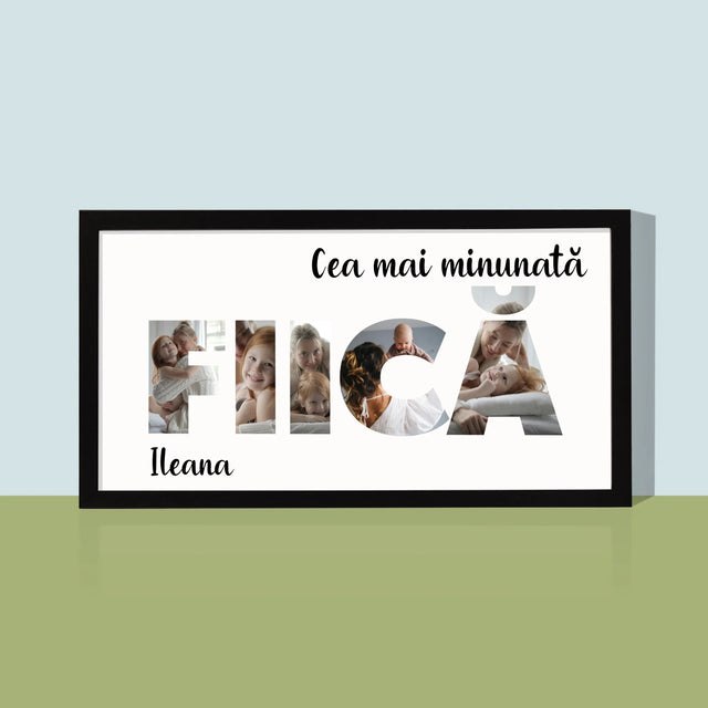 Cuvânt Din Fotografii: Fiică Din Fotografiile Tale - Imprimare Cu Ramă 20X40 (Horizontală)