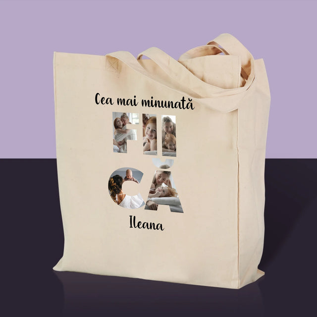 Cuvânt Din Fotografii: Fiică Din Fotografiile Tale - Sacoșă De Pânză