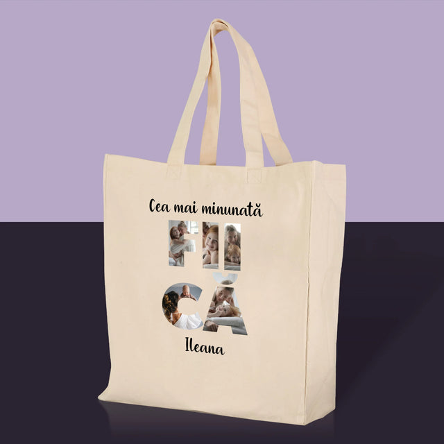 Cuvânt Din Fotografii: Fiică Din Fotografiile Tale - Sacoșă De Pânză