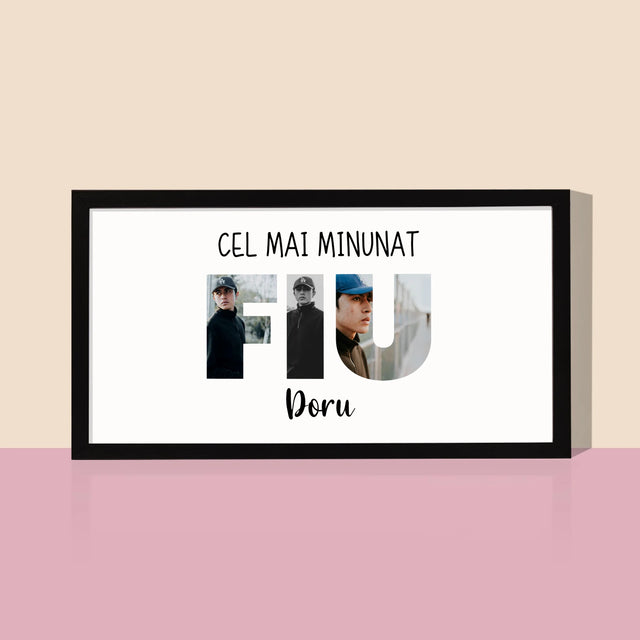 Cuvânt Din Fotografii: Fiu Din Fotografiile Tale - Imprimare Cu Ramă 20X40 (Horizontală)