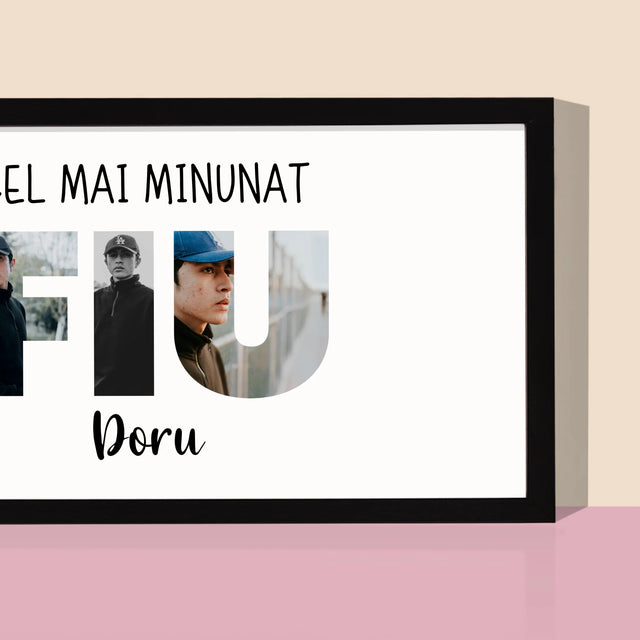 Cuvânt Din Fotografii: Fiu Din Fotografiile Tale - Imprimare Cu Ramă 20X40 (Horizontală)