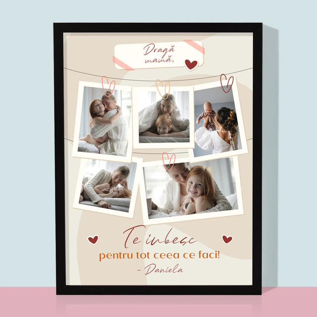 Colaj De Fotografii: Te Iubesc Mamă Fotografii - Imprimare Cu Ramă 30X40 (Verticală)