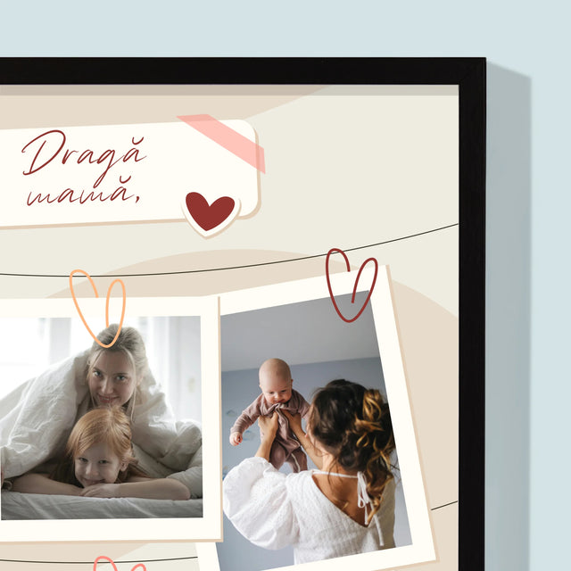 Colaj De Fotografii: Te Iubesc Mamă Fotografii - Imprimare Cu Ramă 30X40 (Verticală)