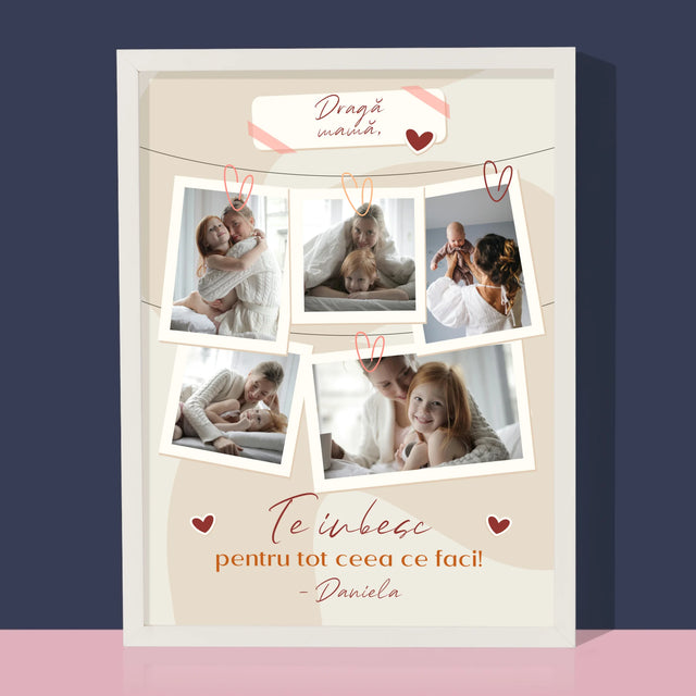 Colaj De Fotografii: Te Iubesc Mamă Fotografii - Imprimare Cu Ramă 30X40 (Verticală)