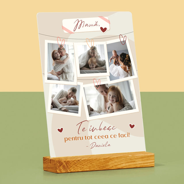 Colaj De Fotografii: Te Iubesc Mamă Fotografii - Imprimare Pe Sticlă Acrilică (Verticală)