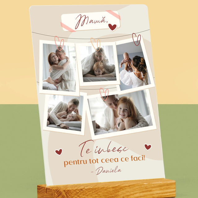 Colaj De Fotografii: Te Iubesc Mamă Fotografii - Imprimare Pe Sticlă Acrilică (Verticală)