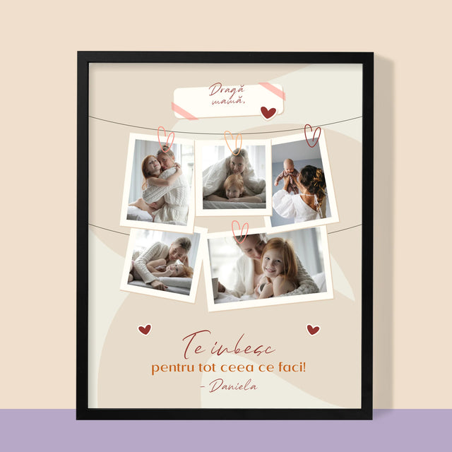 Colaj De Fotografii: Te Iubesc Mamă Fotografii - Imprimare Cu Ramă 30X40 (Verticală)
