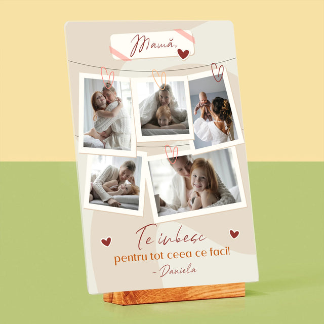 Colaj De Fotografii: Te Iubesc Mamă Fotografii - Imprimare Pe Sticlă Acrilică (Verticală)