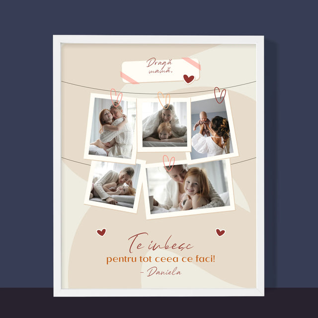 Colaj De Fotografii: Te Iubesc Mamă Fotografii - Imprimare Cu Ramă 30X40 (Verticală)