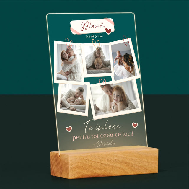 Colaj De Fotografii: Te Iubesc Mamă Fotografii - Imprimare Pe Sticlă Acrilică (Verticală)