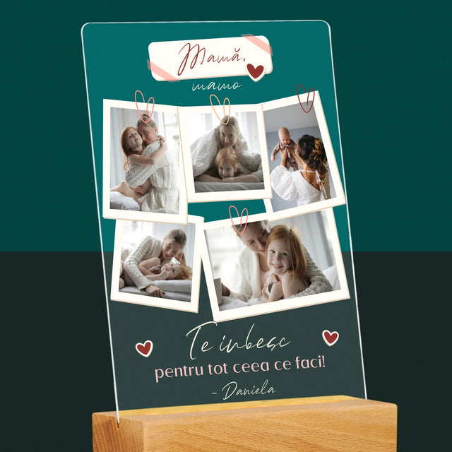 Colaj De Fotografii: Te Iubesc Mamă Fotografii - Imprimare Pe Sticlă Acrilică (Verticală)