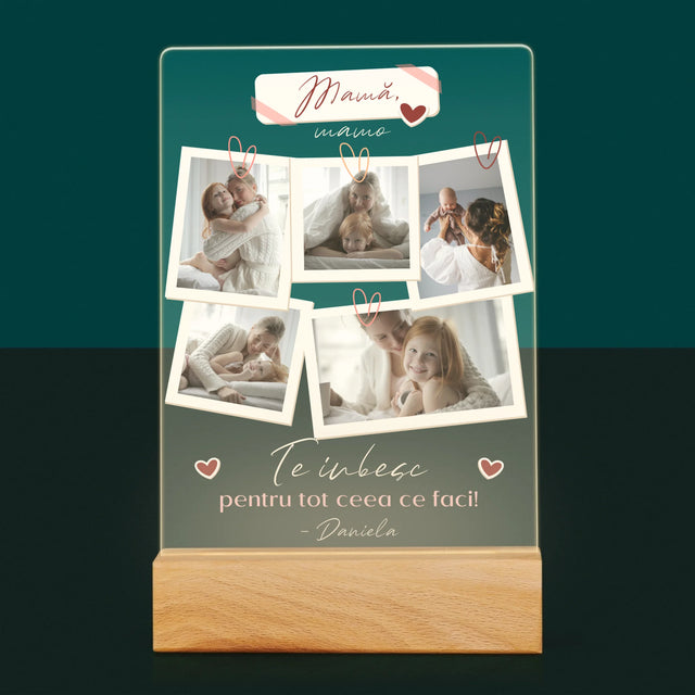 Colaj De Fotografii: Te Iubesc Mamă Fotografii - Imprimare Pe Sticlă Acrilică (Verticală)