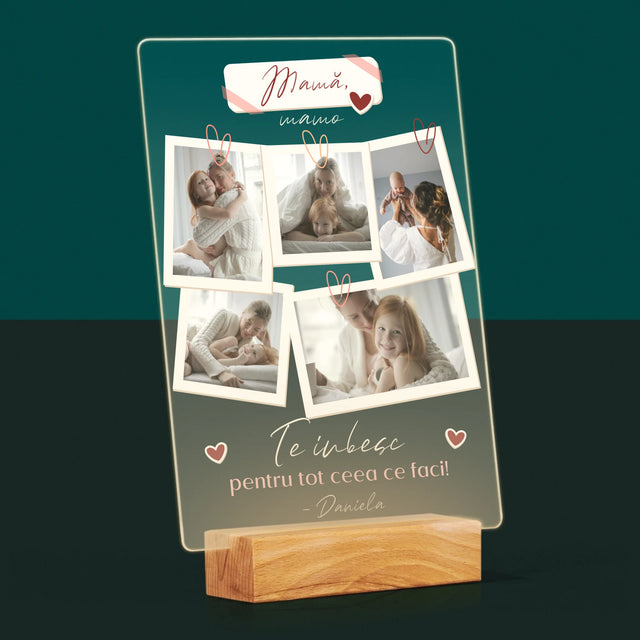 Colaj De Fotografii: Te Iubesc Mamă Fotografii - Imprimare Pe Sticlă Acrilică (Verticală)
