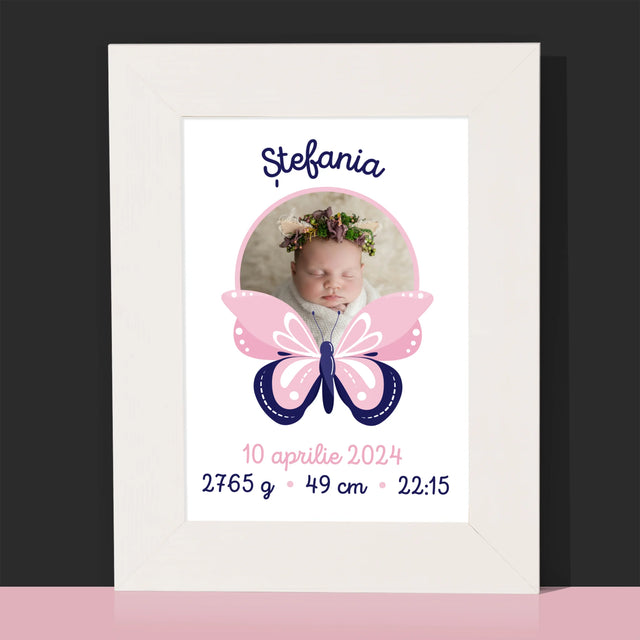 Certificat De Naștere: Certificat De Naștere Fluturaș - Ramă Pentru Fotografii (Horizontală)