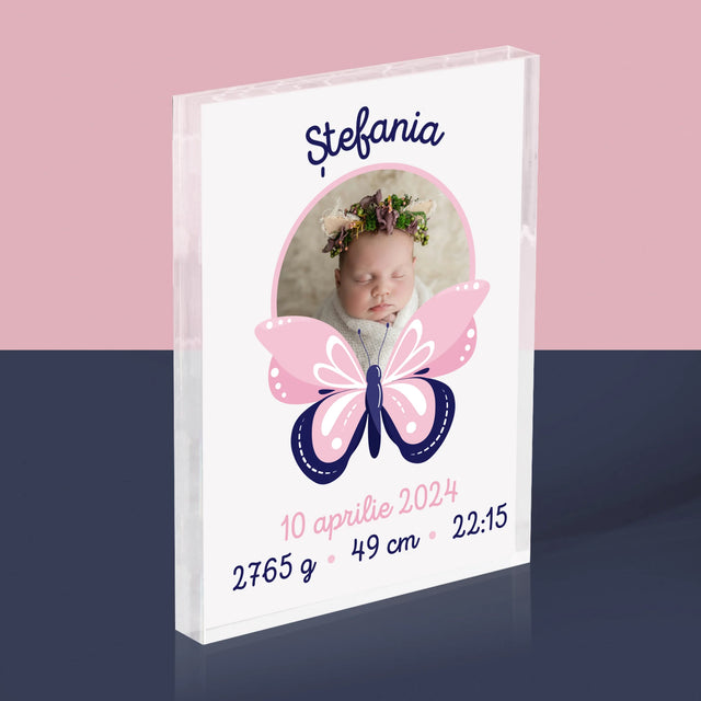 Certificat De Naștere: Certificat De Naștere Fluturaș - Bloc Acrilic