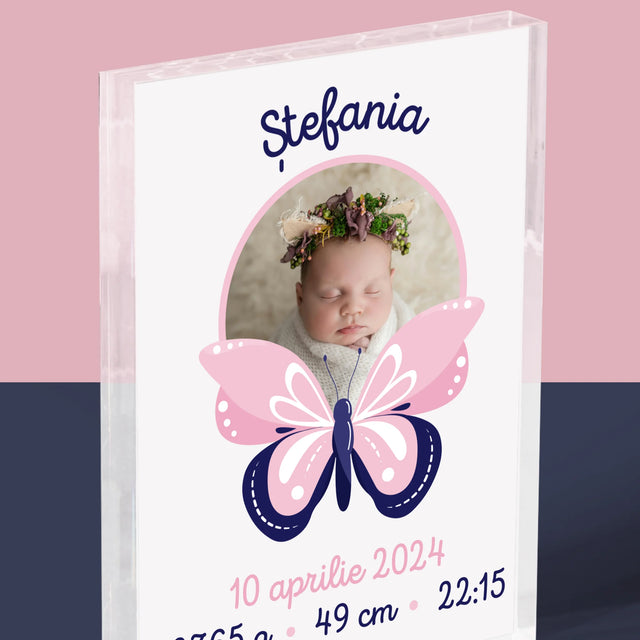 Certificat De Naștere: Certificat De Naștere Fluturaș - Bloc Acrilic