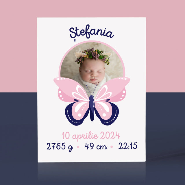 Certificat De Naștere: Certificat De Naștere Fluturaș - Bloc Acrilic