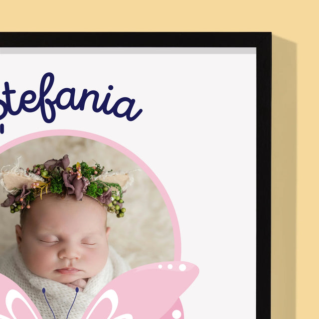 Certificat De Naștere: Certificat De Naștere Fluturaș - Imprimare Cu Ramă 30X40 (Verticală)