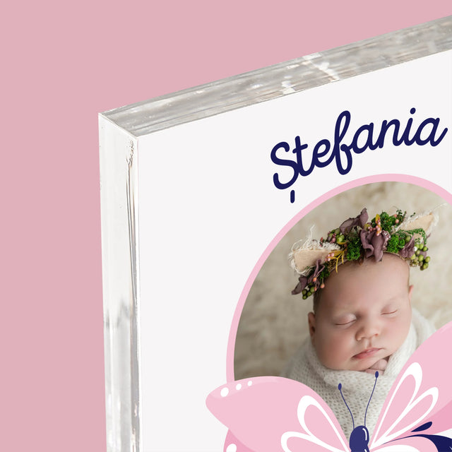 Certificat De Naștere: Certificat De Naștere Fluturaș - Bloc Acrilic