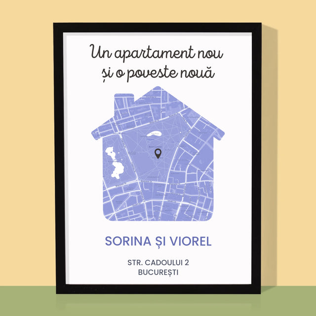 Harta Oraș: Harta Orașului: Apartament Nou - Imprimare Cu Ramă 30X40 (Verticală)
