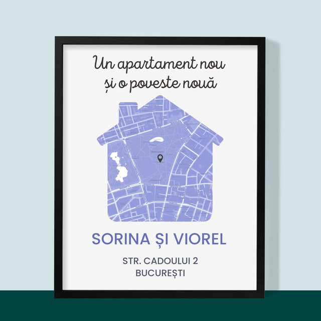 Harta Oraș: Harta Orașului: Apartament Nou - Imprimare Cu Ramă 30X40 (Verticală)