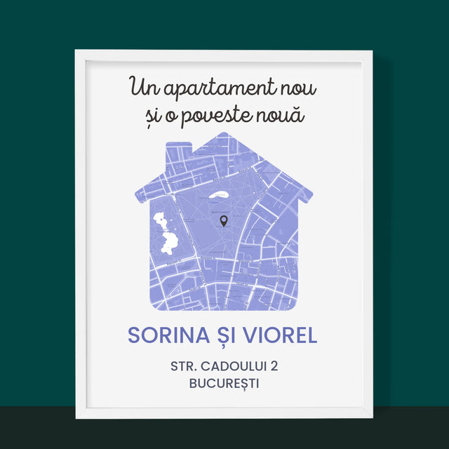 Harta Oraș: Harta Orașului: Apartament Nou - Imprimare Cu Ramă 30X40 (Verticală)