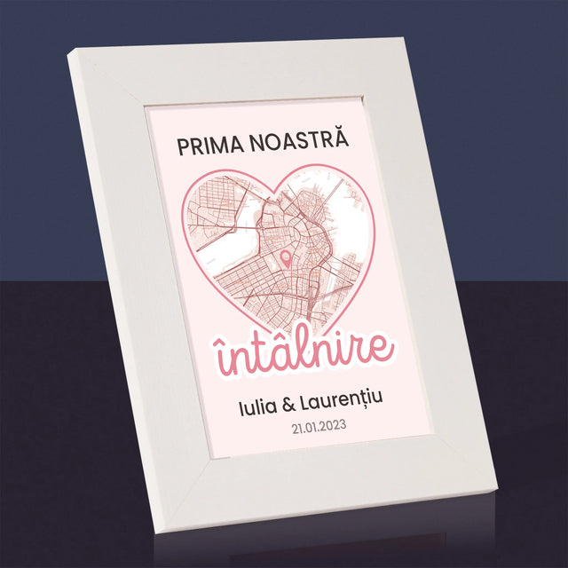 Harta Oraș: Harta Orașului: Prima Noastră Întâlnire - Ramă Pentru Fotografii (Horizontală)