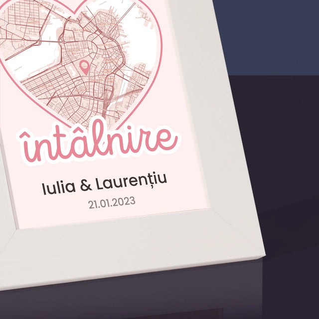 Harta Oraș: Harta Orașului: Prima Noastră Întâlnire - Ramă Pentru Fotografii (Horizontală)