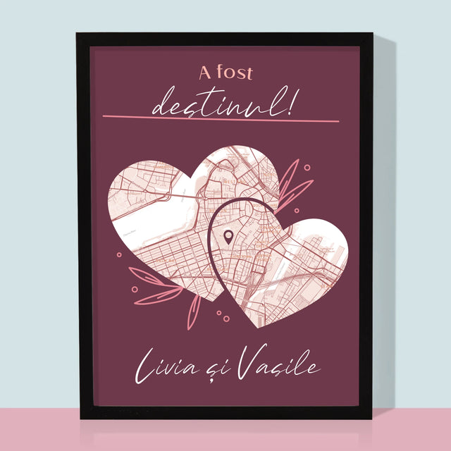 Harta Oraș: Harta Orașului: Destin - Imprimare Cu Ramă 30X40 (Verticală)