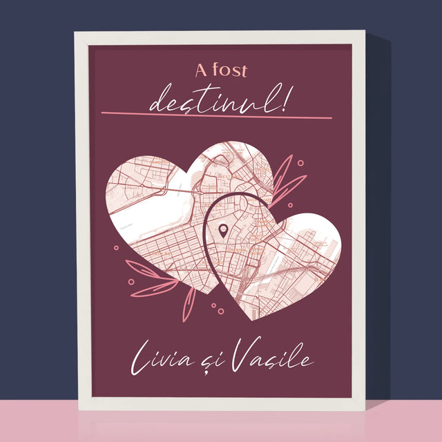 Harta Oraș: Harta Orașului: Destin - Imprimare Cu Ramă 30X40 (Verticală)