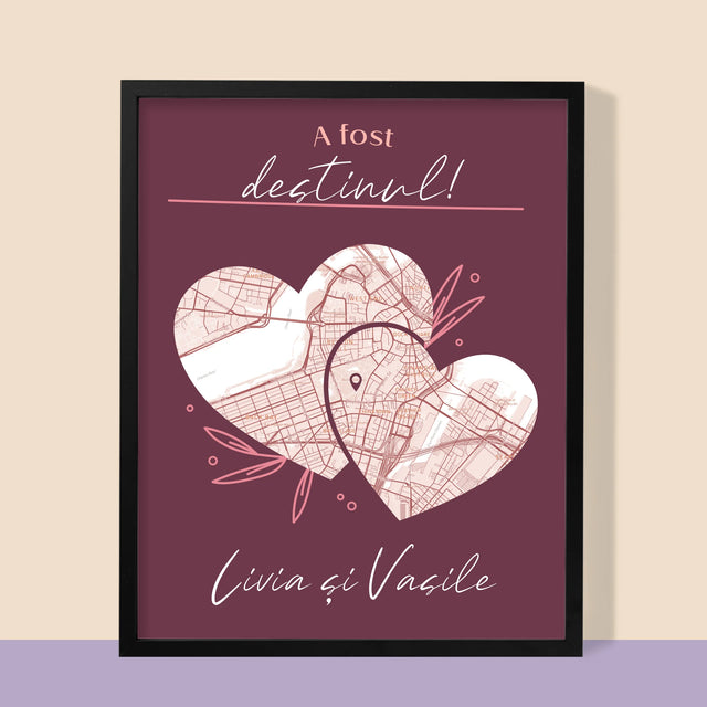 Harta Oraș: Harta Orașului: Destin - Imprimare Cu Ramă 30X40 (Verticală)