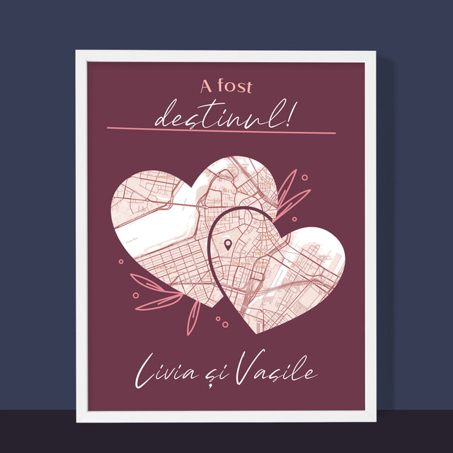 Harta Oraș: Harta Orașului: Destin - Imprimare Cu Ramă 30X40 (Verticală)