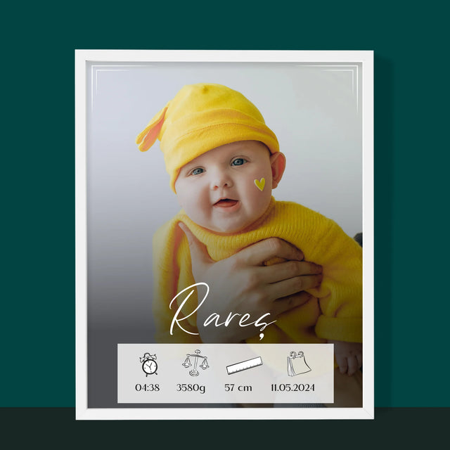 Certificat De Naștere: Certificat De Naștere Cadru - Imprimare Cu Ramă 30X40 (Verticală)