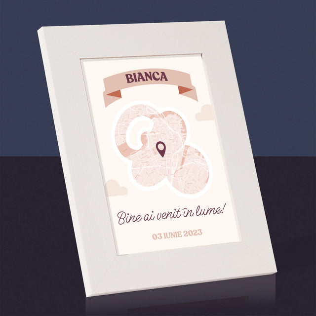 Harta Oraș: Harta Orașului: Bine Ai Venit În Lume - Ramă Pentru Fotografii (Horizontală)