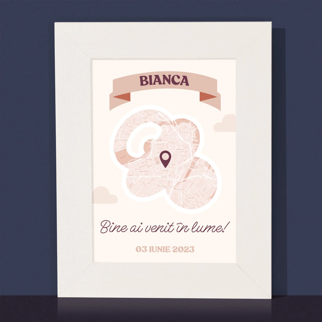 Harta Oraș: Harta Orașului: Bine Ai Venit În Lume - Ramă Pentru Fotografii (Horizontală)