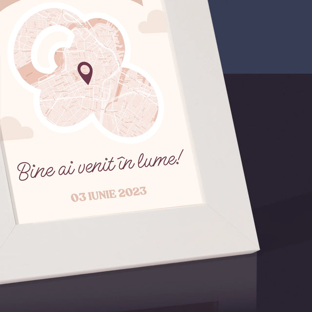 Harta Oraș: Harta Orașului: Bine Ai Venit În Lume - Ramă Pentru Fotografii (Horizontală)