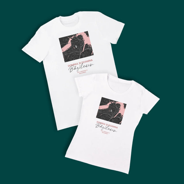 Harta Oraș: Harta Orașului: Domn Și Doamnă - Tricouri Cuplu