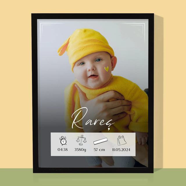 Certificat De Naștere: Certificat De Naștere Cadru - Imprimare Cu Ramă 30X40 (Verticală)