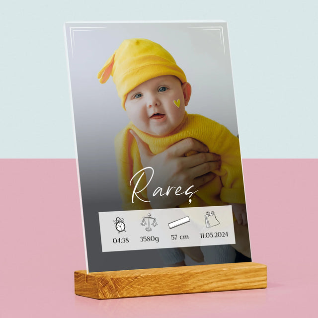 Certificat De Naștere: Certificat De Naștere Cadru - Imprimare Pe Sticlă Acrilică (Verticală)