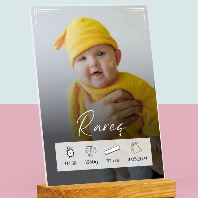 Certificat De Naștere: Certificat De Naștere Cadru - Imprimare Pe Sticlă Acrilică (Verticală)