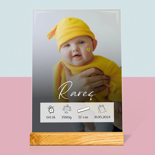 Certificat De Naștere: Certificat De Naștere Cadru - Imprimare Pe Sticlă Acrilică (Verticală)