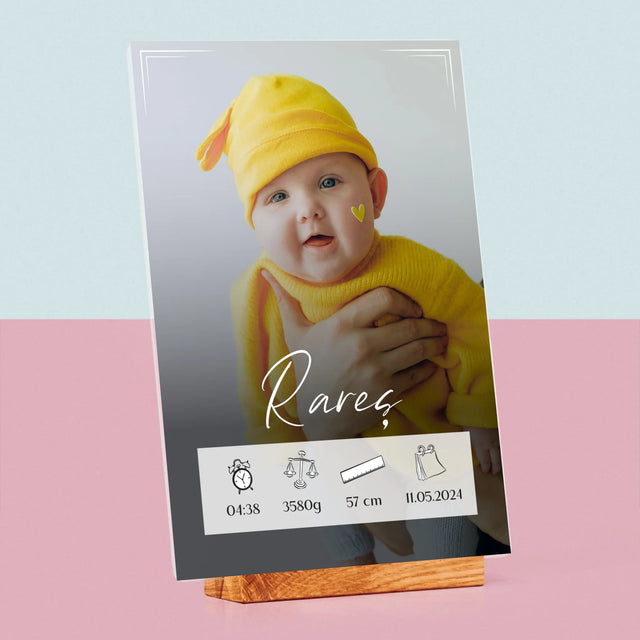 Certificat De Naștere: Certificat De Naștere Cadru - Imprimare Pe Sticlă Acrilică (Verticală)